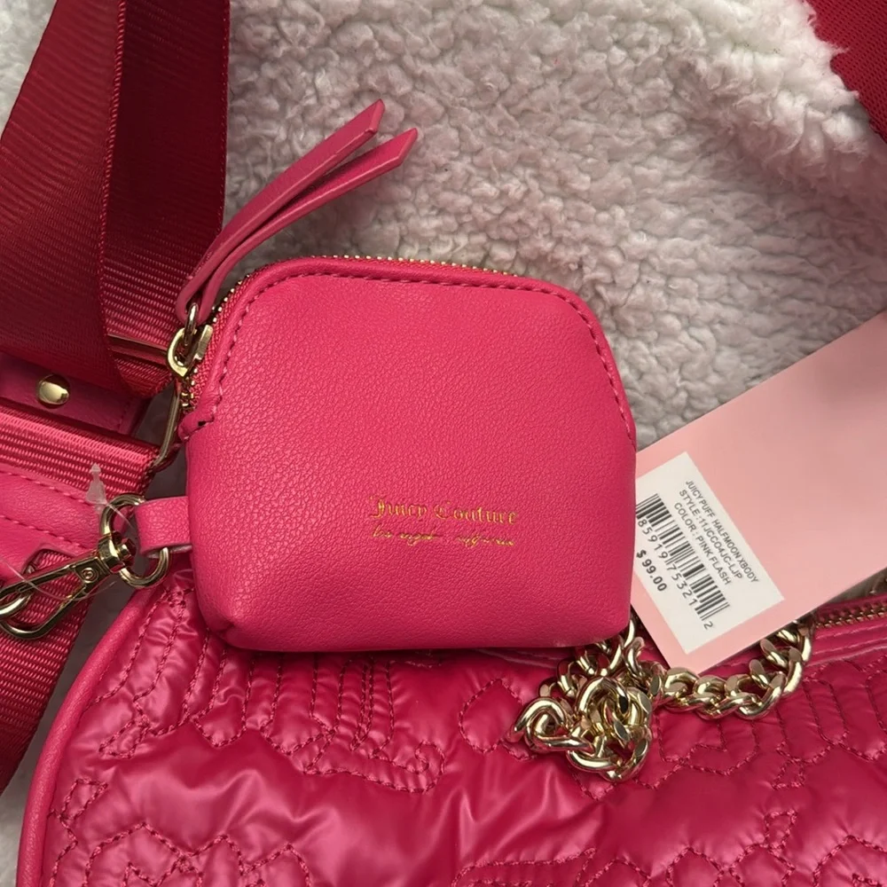Juicy Couture: Juicy Puff Halfmoon Xbody in color Pink Flash, NWT - Picture 2 of 6